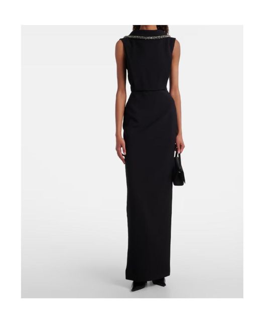 Roland Mouret Black Embellished Crepe Gown