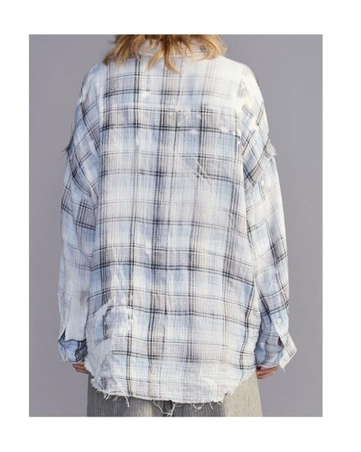R13 Multicolor Shredded Seam Drop Neck Shirt
