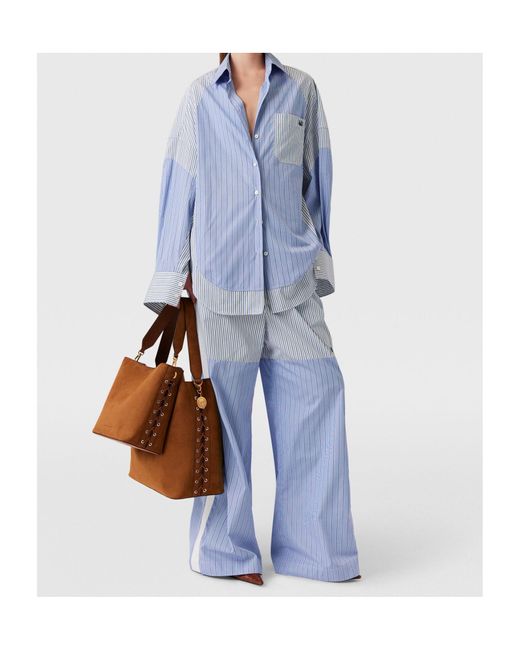 Stella McCartney Blue Striped Wide Leg Trousers