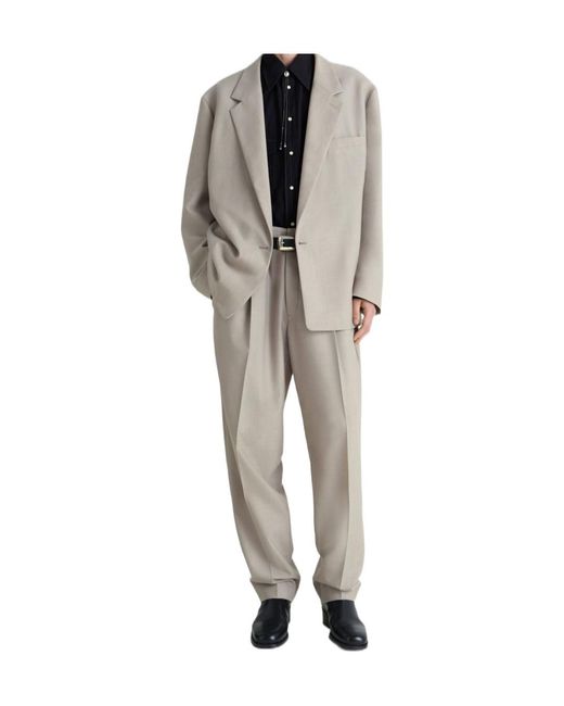Lemaire Gray Double-Breasted Long Sleeved Blazer for men
