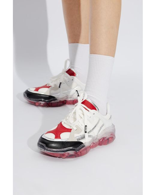 Moschino White Panelled Lace-Up Sneakers