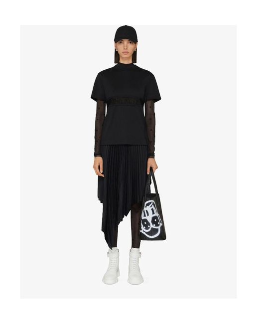 Givenchy Black Logo Lace Detailed Crewneck T-Shirt