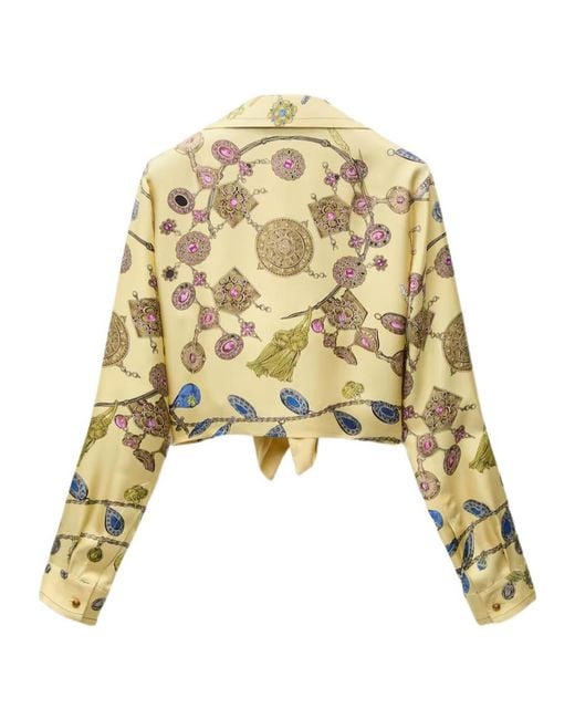 Versace Metallic Jewellery-Print Tie-Waist Shirt