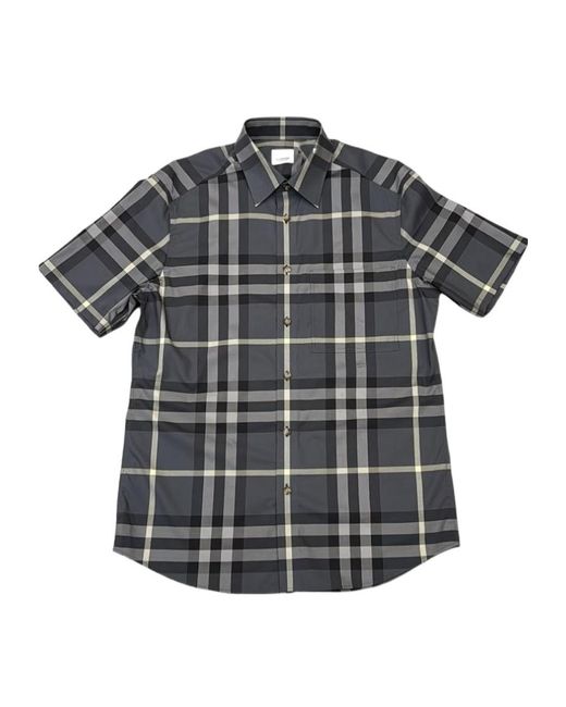 Burberry Gray Check Short-Sleeved Shirt for men