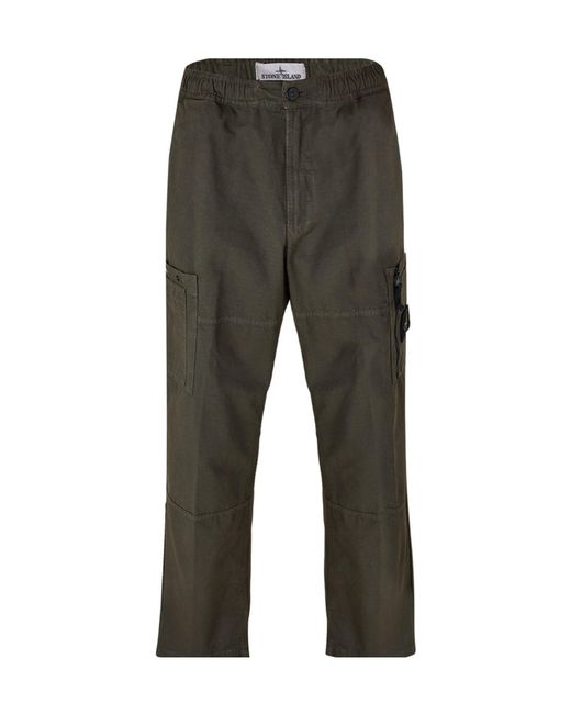 Stone Island Gray Army Straight Cargo Pants for men
