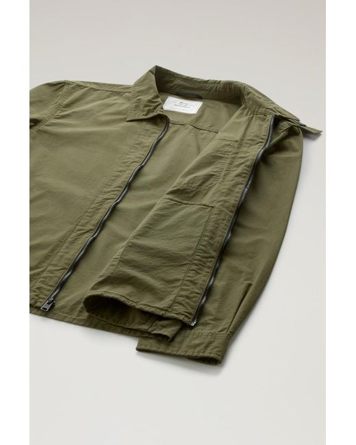 Woolrich Green Zip-Up Long-Sleeved Overshirt for men