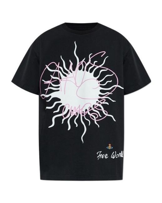 Vivienne Westwood Black Orb Embroidered T-Shirt for men