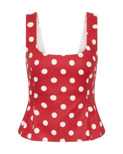 Posse Red Polka Dot Peplum Top