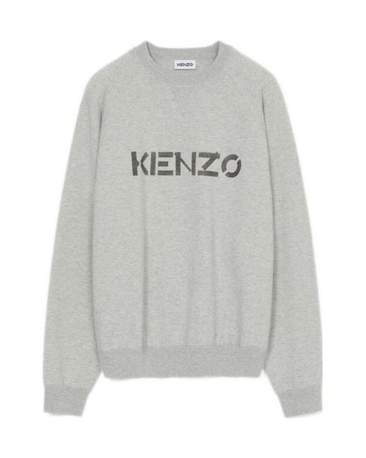 KENZO Gray Logo Crew Neck Jumper for men