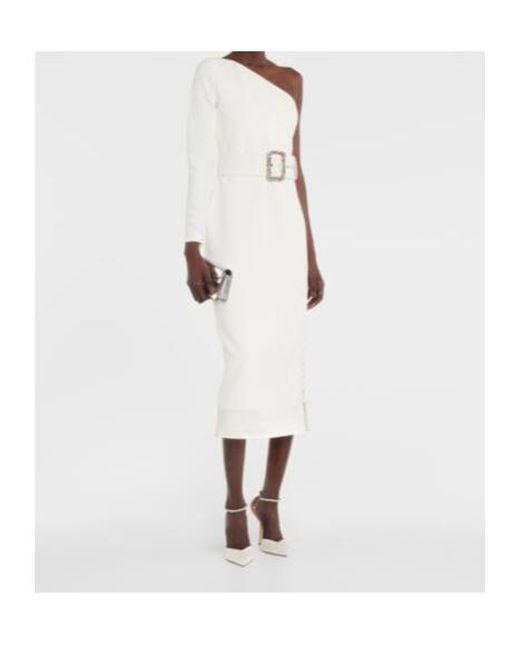 Safiyaa White Asymmetrical Crêpe Midi Dress