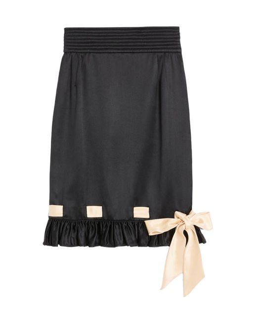 Valentino Black Double Satin Midi Skirt