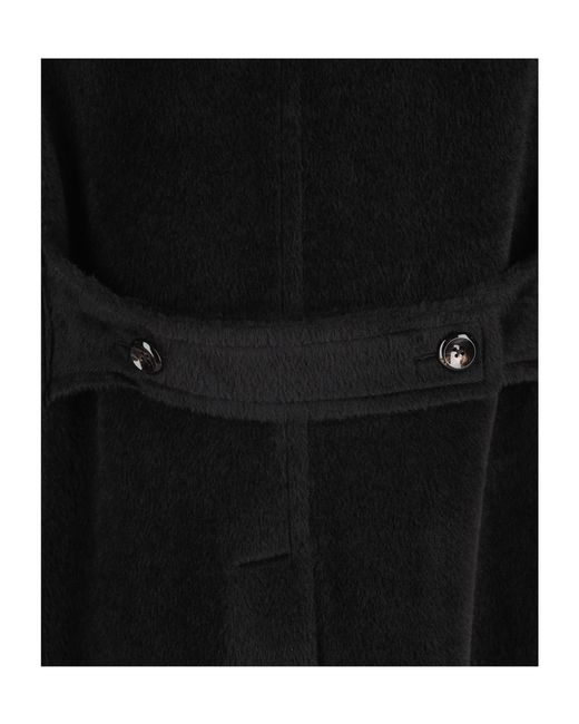 Tagliatore Black Double-Breasted Peaked-Lapel Coat for men