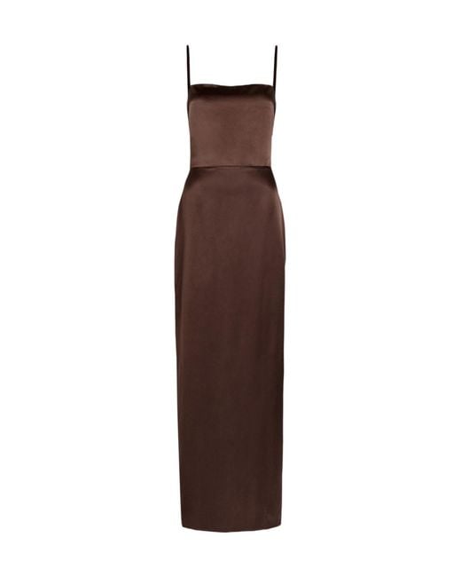Reformation Brown Frankie Silk Maxi Dress