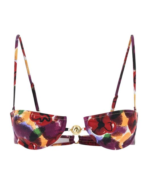 Reina Olga Red Hammond Printed Bikini Top
