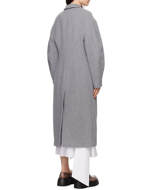 MSGM Gray Long-Sleeved Long Coat