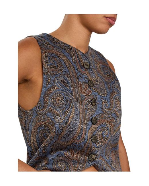 Etro Gray Paisley-Jacquard Woven Vest