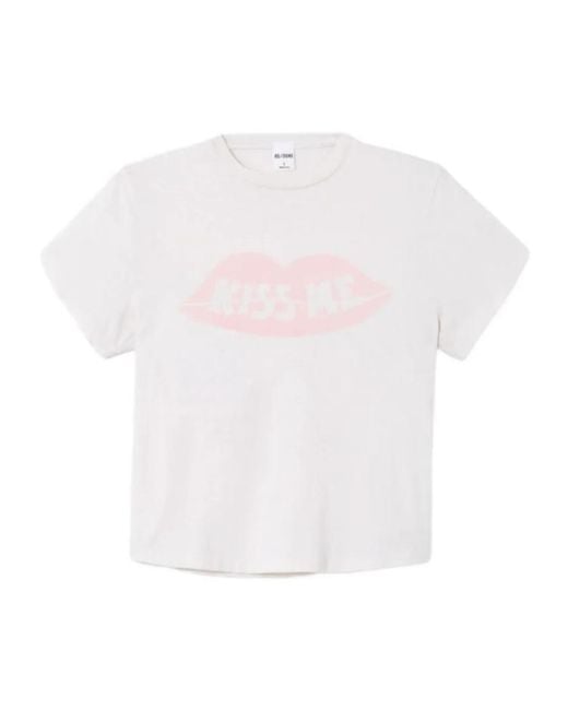 Re/done White Kiss Me Boxy T-Shirt