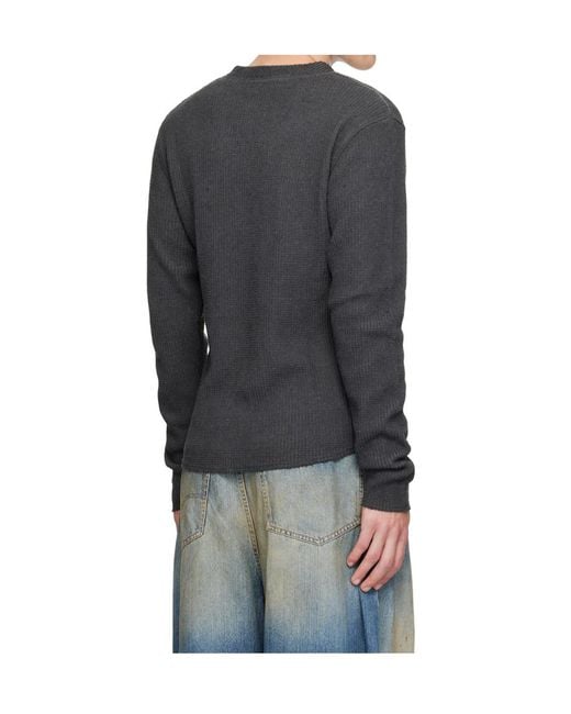 424 Gray Waffle Henley Shirt for men