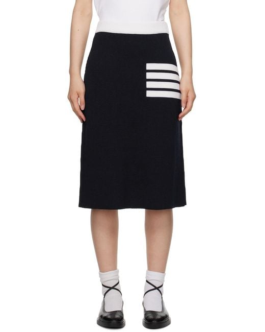 Thom Browne Black 4-Bar Knitted Midi Skirt