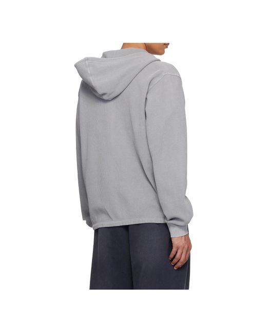 Wooyoungmi Gray Open Front Hooded Sweatshirt for men
