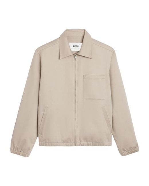 AMI Natural Long-Sleeved Zipped Bomber Jacket for men