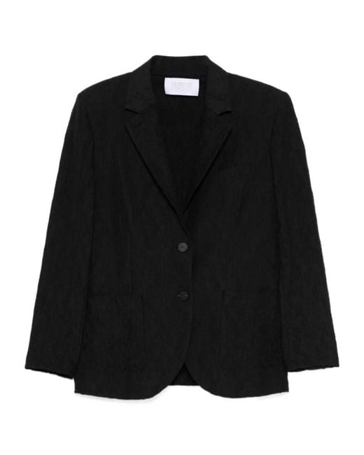 Harris Wharf London Black Crinkled-Finish Blazer