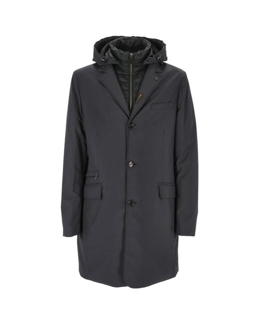 Moorer Gray Button-Down Hooded Coat for men