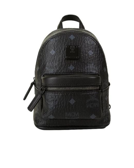 MCM Black Stark Monogram Print Zipped Backpack for men