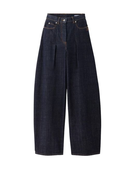 Jacquemus Blue High-Waisted Curved Leg Jeans
