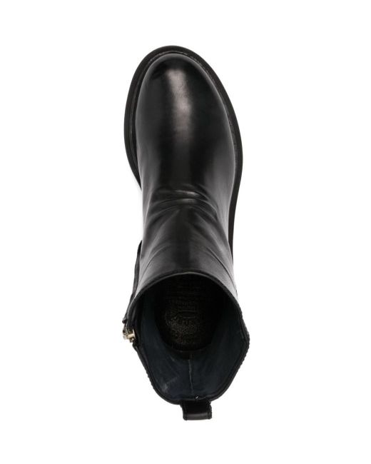 Officine Creative Black Side Zipper Booties for men