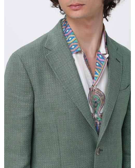 Etro Green Single-Breasted Jacket for men