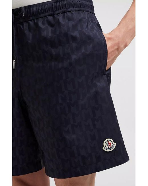 Moncler Blue Logo Patch Drawstring Shorts for men