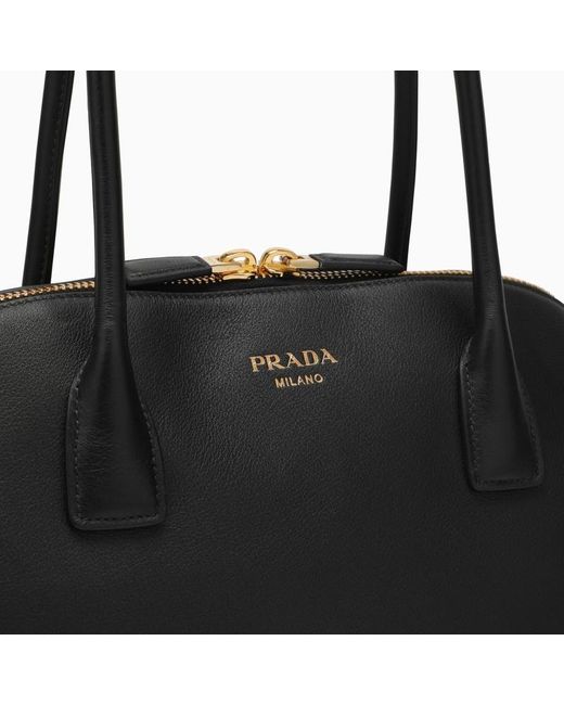 Prada Black Logo Detailed Zipped Tote Bag