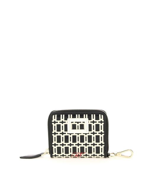 Roger Vivier White Logo Pattern Zipper Wallet