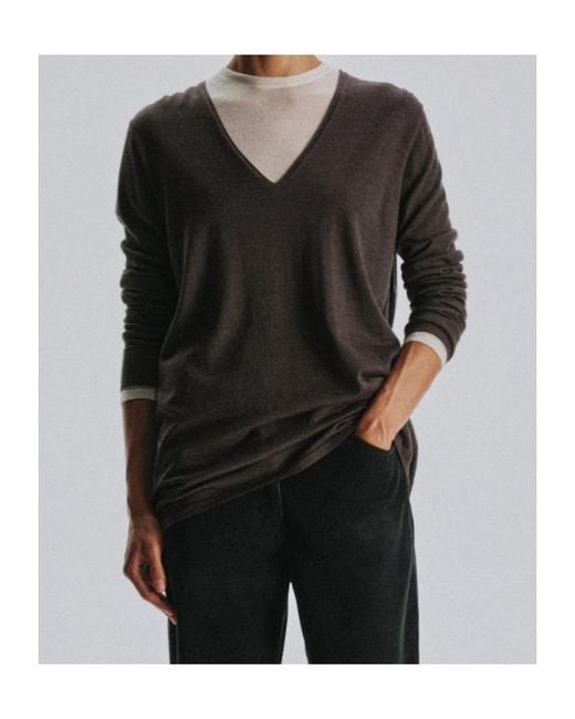 The Row Brown V-Neck Sweater