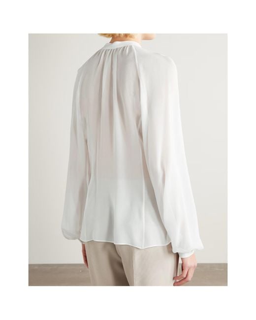 Gabriela Hearst White Gian Silk-Chiffon Blouse