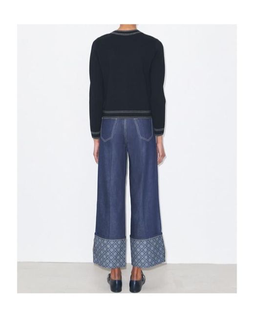 Tory Burch Black Topstitch Cardigan