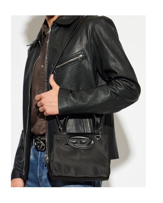 DIESEL Black Logo Plaque Top Handle Bag for men