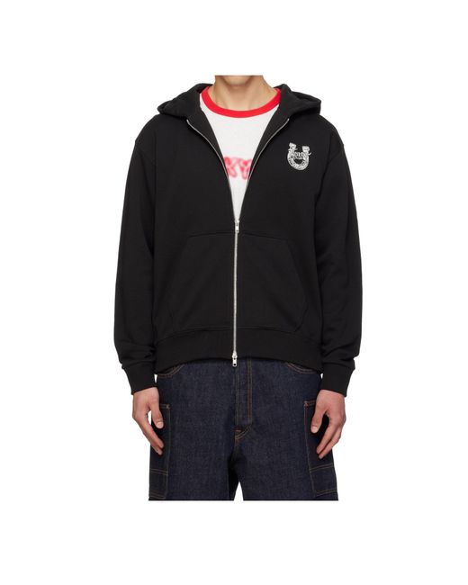 KENZO Black 'Lunar New Year' Embroidered Zip Up Hoodie for men