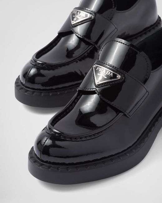 Prada Black Triangle Logo Slip-On Loafers