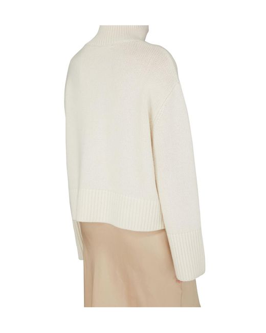 Lisa Yang White Fleur Turtleneck Sweater