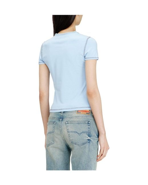 DIESEL Blue Fitted Crop T-Shirt