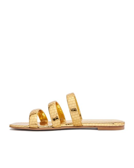 Casadei Metallic Atomium Multi-Strap Flat Sandals