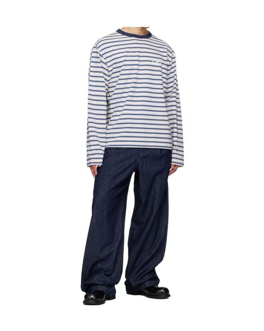we11done Blue Striped Long-Sleeved T-Shirt for men