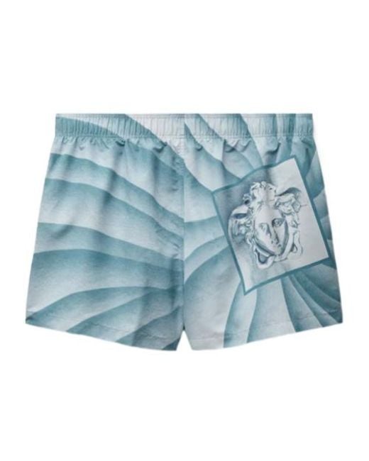 Versace Blue Printed Swim Shorts for men