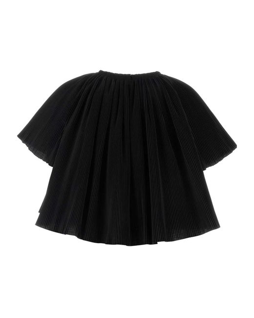 Co. Black Crinkle Pleated Cape Top