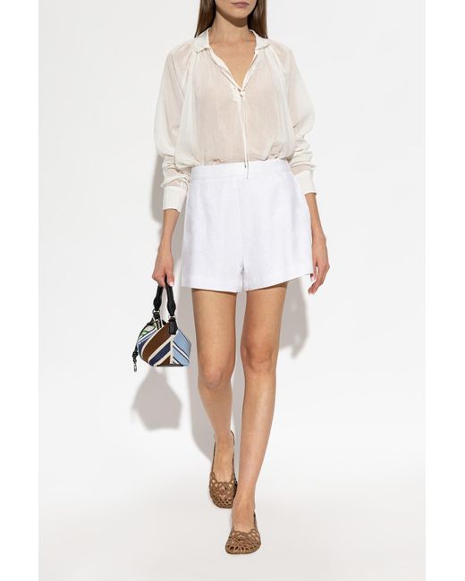 Posse White Perri Button-Fastening Shorts