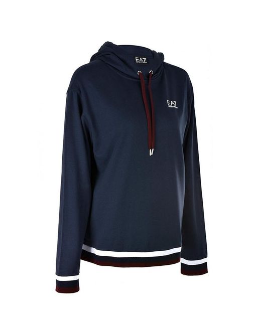 EA7 Blue Logo Hooded Sweater
