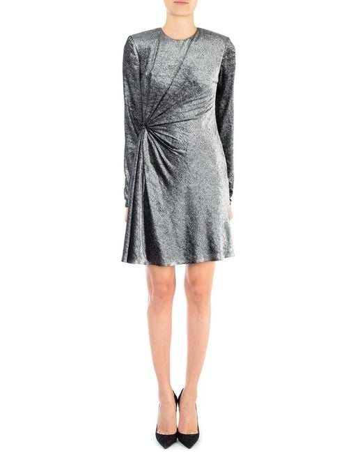 Saint Laurent Gray Gathered Front Mini Dress