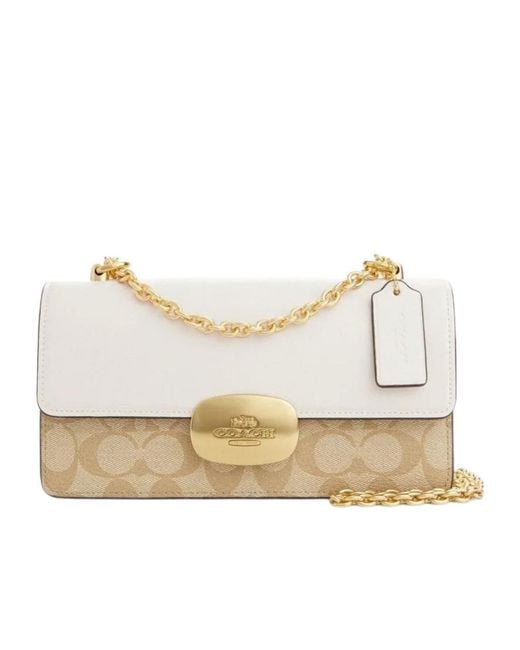 COACH White Logo Letter Shoulder Bag